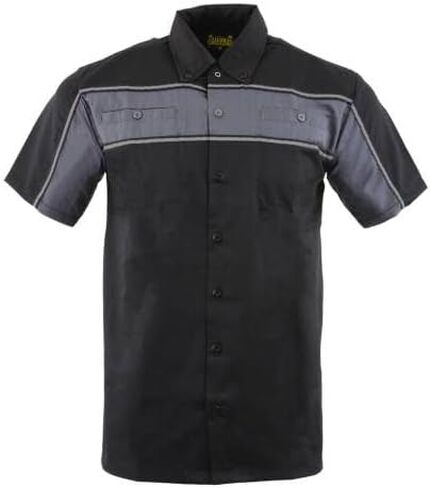 Milwaukee Leather MDM11672.01 Men Black and Gray Button Up Huffy-Duty Shirt | قميص عمل ميكانيكي كلاسيكي in Saudi Arabia