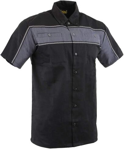 Milwaukee Leather MDM11672.01 Men Black and Gray Button Up Huffy-Duty Shirt | قميص عمل ميكانيكي كلاسيكي in Saudi Arabia