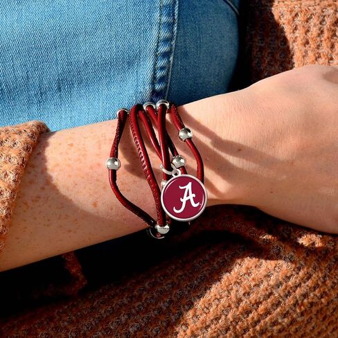 FTH Leather Strand Bracelet with Logo and Lobster Clasp (Clemson) in Saudi Arabia