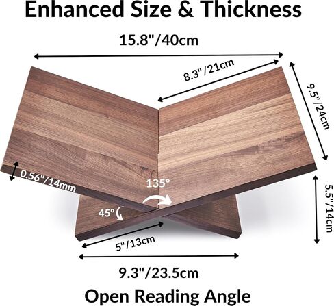 Honygebia Solid Wood Book Stands - Cross Frame Sapele Wooden Book Holder, Open Bookstand for Display and Reading, Suitable for Art, Bible, Cookbook, Easel, Magazine, Textbooks in Kuwait
