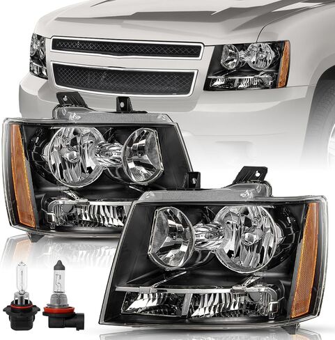 Fit For Chevy 07-14 Tahoe / 07-13 Avalanche / 07-14 Suburban 1500/07-13 Suburban 2500 Headlight Assembly Replacement Halogen Factory Headlamp LH+RH Driver & Passenger Side in Saudi Arabia