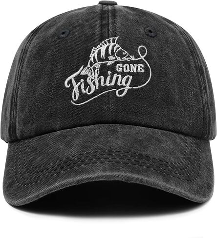 Embroidered Gone Fishing Hats Adjustable Buckle Baseball Caps Dad Hat Unique Gifts for Men Women Fishing Lover in Saudi Arabia
