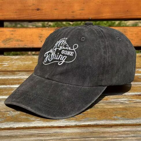 Embroidered Gone Fishing Hats Adjustable Buckle Baseball Caps Dad Hat Unique Gifts for Men Women Fishing Lover in Saudi Arabia