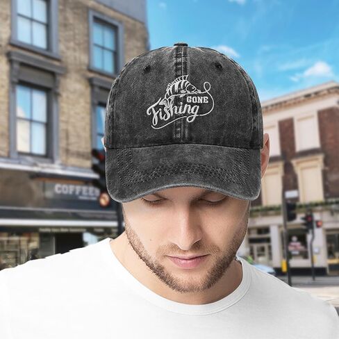 Embroidered Gone Fishing Hats Adjustable Buckle Baseball Caps Dad Hat Unique Gifts for Men Women Fishing Lover in Saudi Arabia