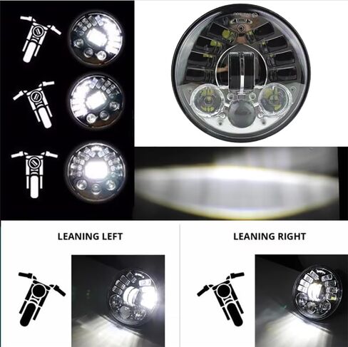 5.75in. LED Adaptive Headlights 5 3/4" 5.75" LED Projection Headlight position for Motorcycle (Black) in Saudi Arabia