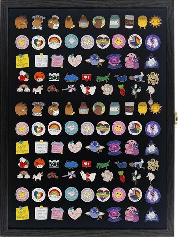 14x19 Pin Collection Display Case Real Glass, Shadow Box with Door for Military Medals, Beach Tags, Jewelry, Pin Holder Black in Saudi Arabia