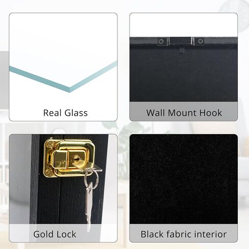 14x19 Pin Collection Display Case Real Glass, Shadow Box with Door for Military Medals, Beach Tags, Jewelry, Pin Holder Black in Saudi Arabia