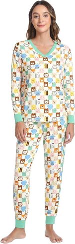 Women's Pajamas Set-Viscose Made from Bamboo,V Neck Long Pjs with Pants Cool Sleepwear Soft Loungewear with Pockets in Kuwait