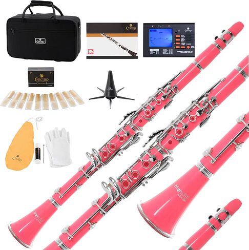 Mendini MCT-E+SD+PB Black Ebonite ABS B Flat Clarinet with Case, Stand, Pocketbook, Mouthpiece, 10 Reeds and More in Kuwait