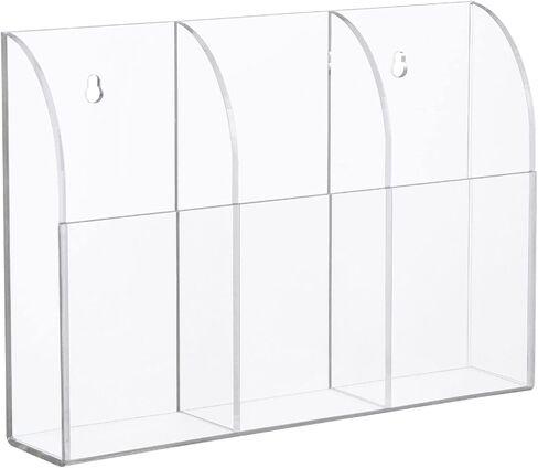 Yeeco Acrylic Remote Control Holder Wall Mount 2 Compartments, Black Remote Holder Wall Mount, 5.3’’×1.6’’×5.6’’ Wall Pen Holder, Pen Holder for Wall, Remote Control, Pens, Makeup, Key in Kuwait