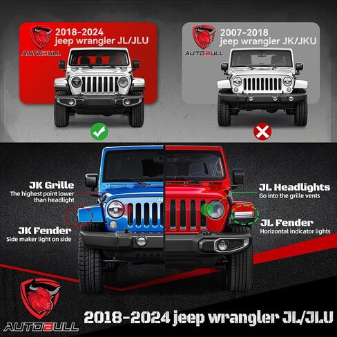 Rear Bumper - Compatible with 2018–2024 JP Wrangler JL/JLU, Off-Road Rock Crawler Full-Width Bumper with LED Lights, 2" Hitch Receiver, D-Rings & DIY White Paintable Armor in Kuwait