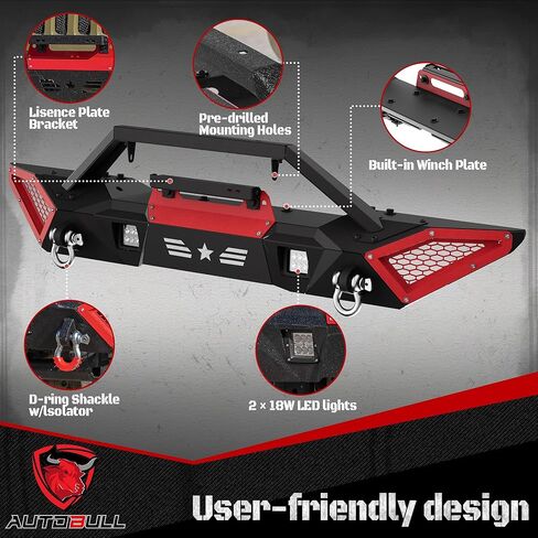 المصد الخلفي-متوافق مع 2018-2024 JP Wrangler JL/JLU ، المصد الموجود على الطرق الوعرة على الطرق in Kuwait