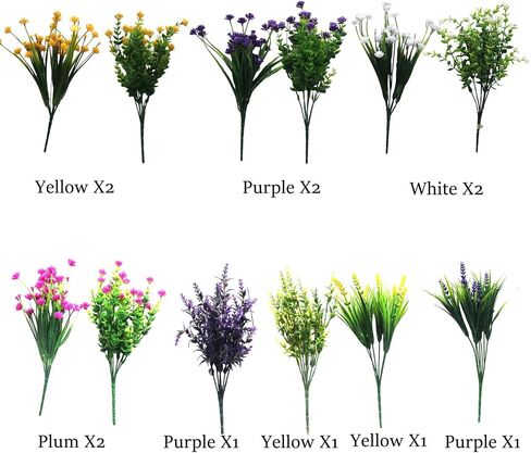0kiygoo 12 Outdoor Artificial Flower Pieces, Bulk Fake Plastic Plants for Porch, Window, Home & Wedding Decoration in Fall and Summer, Ideal for Hanging Planters (Tulip) in Saudi Arabia