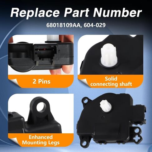 HVAC Blend Door Actuator Compatible with Chrysler 200 2011-2014 Dodge Avenger/Journey Jeep Wrangler/Compass/Patriot Ram ProMaster 1500 2500 3500 2014-2019 Replace# 68018109AA 604-029 in Kuwait