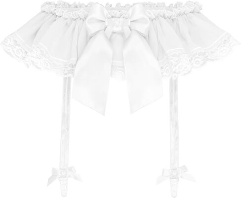 Satini Frilly Lace Sissy Chiffon Sheer Garter Suspender Belt Lingerie Knickers in Saudi Arabia