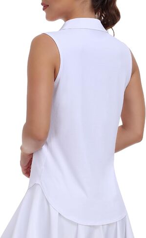 Women Golf Shirts UPF 50+ Tennis Polo Shirts Dry Fit Lightweight V-Neck Sleeveless Collared Tank Tops in Saudi Arabia