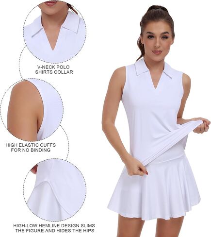 Women Golf Shirts UPF 50+ Tennis Polo Shirts Dry Fit Lightweight V-Neck Sleeveless Collared Tank Tops in Saudi Arabia