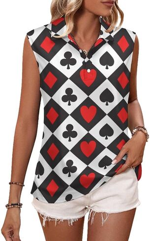 Poker Card T Shirts Golf Tank Top Womans Moisture Wicking Tennis Shirt Sleeveless Tee Dry Fit Breathable Sport Vests in Saudi Arabia