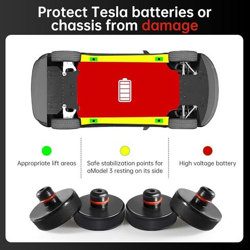 Lifting Jack Pad for Tesla Model 3/S/X/Y, Tesla Jack Pucks Accessories with Storage Case, 4PCS Car Tire Lift Jack Point Protect Blocks, Heavy Duty Rubber Jack Pads for Tesla Vehicles in Kuwait