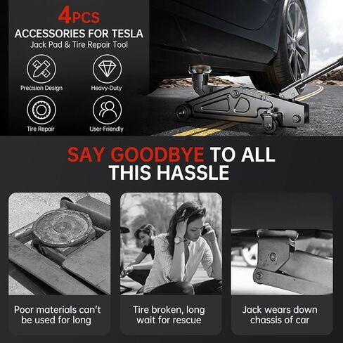 Lifting Jack Pad for Tesla Model 3/S/X/Y, Tesla Jack Pucks Accessories with Storage Case, 4PCS Car Tire Lift Jack Point Protect Blocks, Heavy Duty Rubber Jack Pads for Tesla Vehicles in Kuwait
