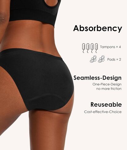 Period Underwear for Women & Teens, Seamless Bikini, Low Waist Panties, 3 Pack in Saudi Arabia
