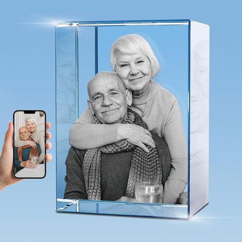 Personalized 3D Crystal Photo, Picture Cube Idea Gift With Your Own Photo, Customized Christmas, Birthday, Wedding Memorial, Mother's Day, Couples Gift for Women, Wife, Husband, Men - Small Portrait in Saudi Arabia
