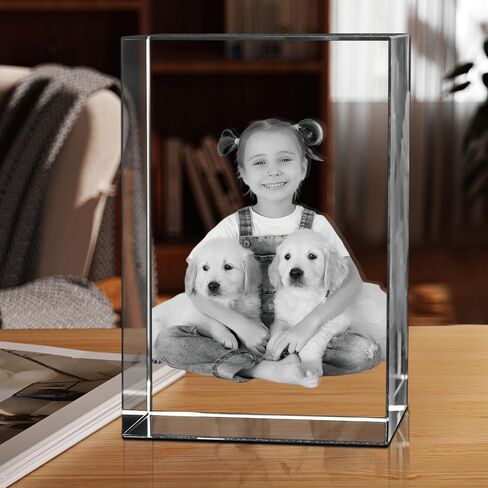 Personalized 3D Crystal Photo, Picture Cube Idea Gift With Your Own Photo, Customized Christmas, Birthday, Wedding Memorial, Mother's Day, Couples Gift for Women, Wife, Husband, Men - Small Portrait in Saudi Arabia