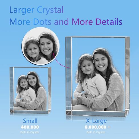 Personalized 3D Crystal Photo, Picture Cube Idea Gift With Your Own Photo, Customized Christmas, Birthday, Wedding Memorial, Mother's Day, Couples Gift for Women, Wife, Husband, Men - Small Portrait in Saudi Arabia