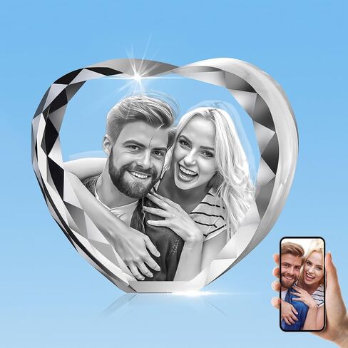Personalized 3D Crystal Photo, Picture Cube Idea Gift With Your Own Photo, Customized Christmas, Birthday, Wedding Memorial, Mother's Day, Couples Gift for Women, Wife, Husband, Men - Small Portrait in Saudi Arabia