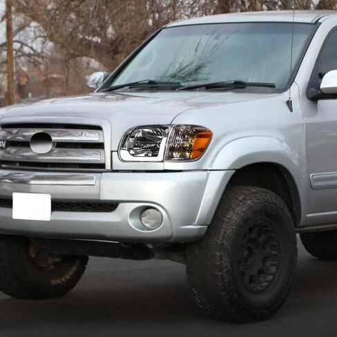 7422448951912 متوافق مع 2005-2006 Toyota Tundra Double (CREW) CAB / 2005-2007 Sequoia DRL LED BAR الأسود الإسكان المصابيح الأمامية مع مصابيح زاوية إشارة العاكس العنبر 4 قطع التصميم in Kuwait