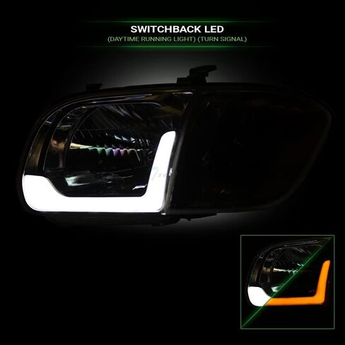 7422448951912 متوافق مع 2005-2006 Toyota Tundra Double (CREW) CAB / 2005-2007 Sequoia DRL LED BAR الأسود الإسكان المصابيح الأمامية مع مصابيح زاوية إشارة العاكس العنبر 4 قطع التصميم in Kuwait