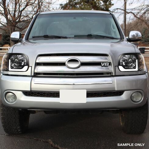 7422448951912 متوافق مع 2005-2006 Toyota Tundra Double (CREW) CAB / 2005-2007 Sequoia DRL LED BAR الأسود الإسكان المصابيح الأمامية مع مصابيح زاوية إشارة العاكس العنبر 4 قطع التصميم in Kuwait