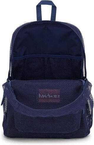 حقيبة ظهر Jansport Eco Mesh ، شريط أحمر ، 17 "× 12.5" × 6 " - حقيبة شبه شفافة كبيرة للبالغين مع كمبيوتر محمول ، لوحة خلفية مبطنة ، البحرية in Saudi Arabia