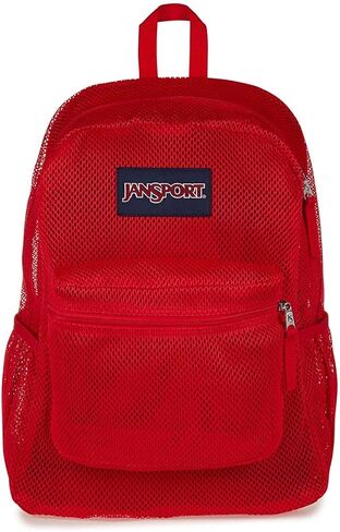 حقيبة ظهر Jansport Eco Mesh ، شريط أحمر ، 17 "× 12.5" × 6 " - حقيبة شبه شفافة كبيرة للبالغين مع كمبيوتر محمول ، لوحة خلفية مبطنة ، البحرية in Saudi Arabia