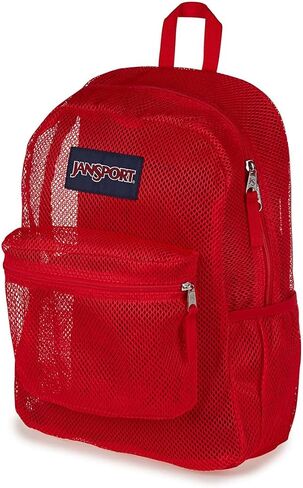 حقيبة ظهر Jansport Eco Mesh ، شريط أحمر ، 17 "× 12.5" × 6 " - حقيبة شبه شفافة كبيرة للبالغين مع كمبيوتر محمول ، لوحة خلفية مبطنة ، البحرية in Saudi Arabia
