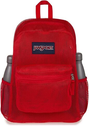 حقيبة ظهر Jansport Eco Mesh ، شريط أحمر ، 17 "× 12.5" × 6 " - حقيبة شبه شفافة كبيرة للبالغين مع كمبيوتر محمول ، لوحة خلفية مبطنة ، البحرية in Saudi Arabia