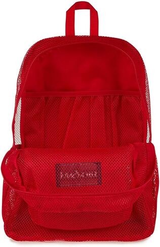 حقيبة ظهر Jansport Eco Mesh ، شريط أحمر ، 17 "× 12.5" × 6 " - حقيبة شبه شفافة كبيرة للبالغين مع كمبيوتر محمول ، لوحة خلفية مبطنة ، البحرية in Saudi Arabia