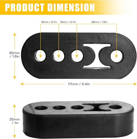 Rubber Exhaust Hanger, Heavy-Duty Muffler Support Bushing, 4 Holes (0.47 Inch), High-Density Tailpipe Damping Hanger (2PCS, Black) in Saudi Arabia