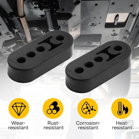 Rubber Exhaust Hanger, Heavy-Duty Muffler Support Bushing, 4 Holes (0.47 Inch), High-Density Tailpipe Damping Hanger (2PCS, Black) in Saudi Arabia
