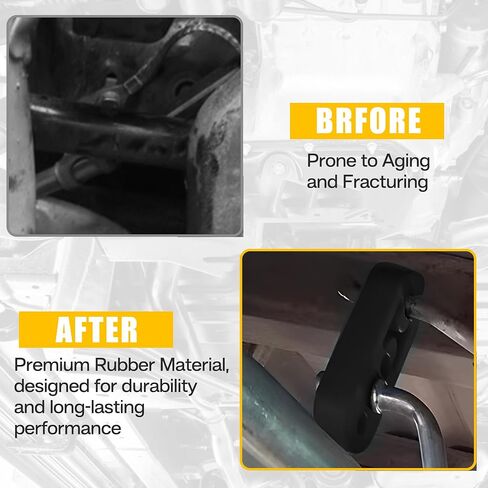 Rubber Exhaust Hanger, Heavy-Duty Muffler Support Bushing, 4 Holes (0.47 Inch), High-Density Tailpipe Damping Hanger (2PCS, Black) in Saudi Arabia