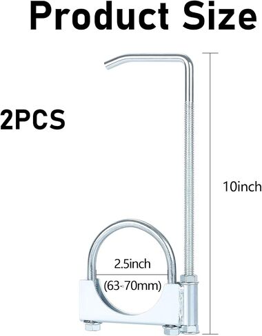 2pcs المشبك العادم مع شماعات ، مشبك أنابيب كاتم الصوت الشاقية للزنك ، مقاومة للتآكل وقابلة للتعديل (2.5 بوصة) in Saudi Arabia