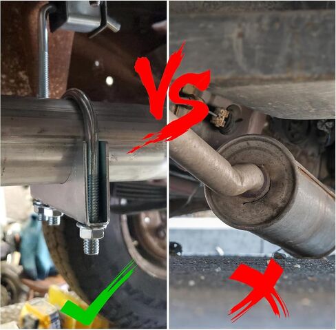 2pcs المشبك العادم مع شماعات ، مشبك أنابيب كاتم الصوت الشاقية للزنك ، مقاومة للتآكل وقابلة للتعديل (2.5 بوصة) in Saudi Arabia