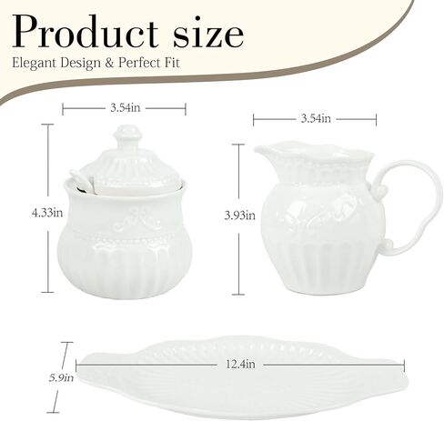 Ceramic Sugar and Creamer Set, Cream Pitcher Sugar Bowl with Lid and Spoon, Sugar and Creamer Container for Coffee Bar, Coffee Sets for Serving in Saudi Arabia