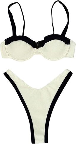 SOLY HUX Women's Color Block Bikini Sets 2 Piece Bathing Suits High Cut Cheeky Swimsuits in Saudi Arabia