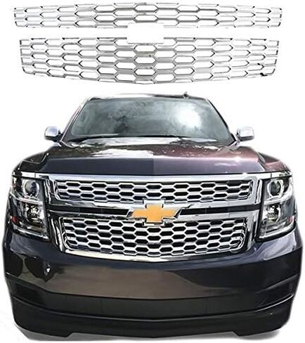 Chrome Grille Grille Full Snap على غطاء تراكب (ليس بديلاً شاميًا) لعام 2015 2015 2017 2018 2019 Chevy Tahoe Suburban LS/LT in Saudi Arabia