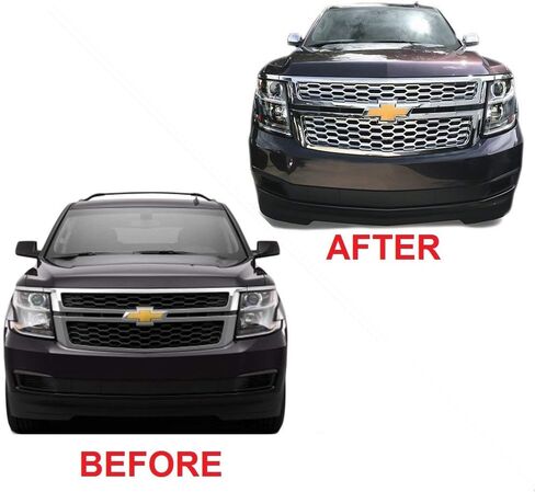 Chrome Grille Grille Full Snap على غطاء تراكب (ليس بديلاً شاميًا) لعام 2015 2015 2017 2018 2019 Chevy Tahoe Suburban LS/LT in Saudi Arabia
