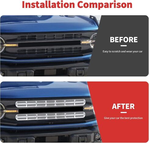 Front Grill Insert Mesh Grille Inserts Cover Kit 6Pcs Compatible with Ford Bronco 2021-2024 2/4 Door Exterior Accessories (White) in Saudi Arabia