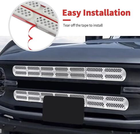 Front Grill Insert Mesh Grille Inserts Cover Kit 6Pcs Compatible with Ford Bronco 2021-2024 2/4 Door Exterior Accessories (White) in Saudi Arabia