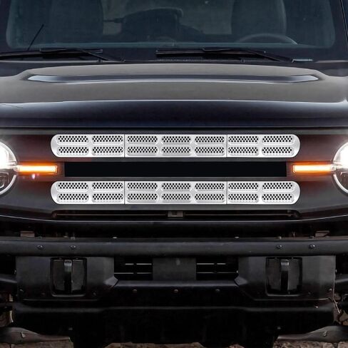 Front Grill Insert Mesh Grille Inserts Cover Kit 6Pcs Compatible with Ford Bronco 2021-2024 2/4 Door Exterior Accessories (White) in Saudi Arabia