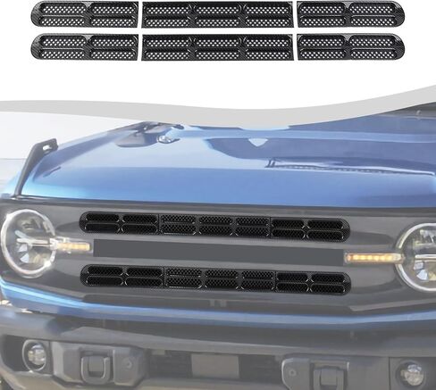 Front Grill Insert Mesh Grille Inserts Cover Kit 6Pcs Compatible with Ford Bronco 2021-2024 2/4 Door Exterior Accessories (White) in Saudi Arabia